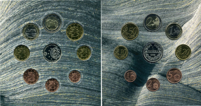 Финляндия евронабор из 8 монет + жетон 2010 150 лет чекану (1860-2010), официальный набор в оригинальном буклете UNC 5-6-2-13