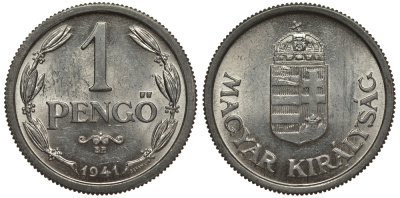 Венгрия 1 пенге 1941 ВР, регентство (1926-1945) KM 521 алюминий aUNC 441-124