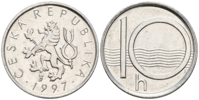 Чехия 10 геллеров 1997 b' KM 6 алюминий 4532-1162