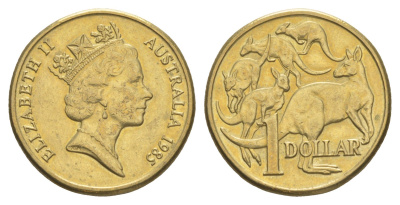 Австралия 1 доллар 1985 Елизавета II (1952-2022), кенгуру KM 84 алюминиевая бронза UNC 4652-215