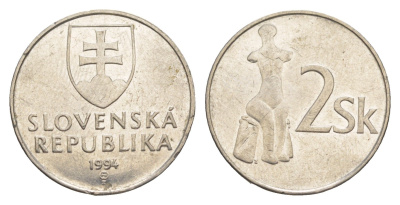 Словакия 2 кроны 1994 MK KM 13 сталь плакированная никелем 4638-234