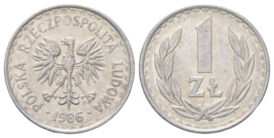 Польша 1 злотый 1986 Y 49.2 алюминйи 4628-957