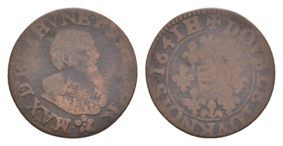 Франция, Анришмон двойной турнуа 1641 Максимилиан I де Бетюн (1605-1641) KM 5 медь 1518-1631