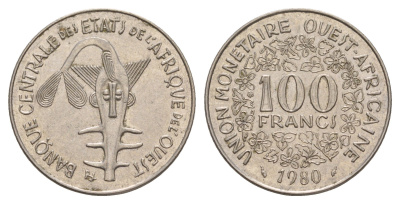 Западная Африка (BCEAO) 100 франков 1980 KM 4 никель aUNC 4656-923