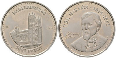 Венгрия 2000 форинтов 2014 200 лет со дня рождения Миклоша Ибля KM 876 медь цинк никель BUNC 4558-124