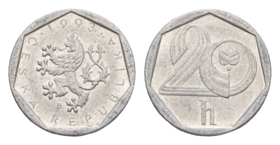 Чехия 20 геллеров 1993 KM 2.1 алюминий 4381-945