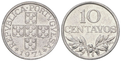 Португалия 10 сентаво 1971 KM 594 алюминий UNC 4615-1049