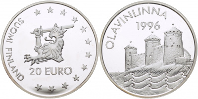 Финляндия 20 евро 1996 Крепость Олавинлинна серебро PROOF 05-122-45