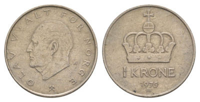Норвегия 1 крона 1975 Улаф V (1957-1991) KM 419 медно-никель 4635-711