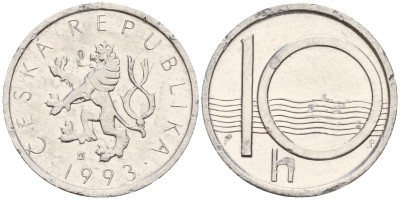 Чехия 10 геллеров 1993  KM 6 алюминий    4598-1223