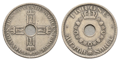 Норвегия 1 крона 1925 Хокон VII (1905-1957) KM 385 медно-никель 4119-1116