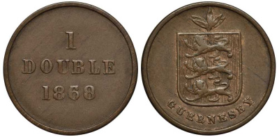 Гернси 1 дабл (дубль) 1868/30 KM 10 бронза 650-542