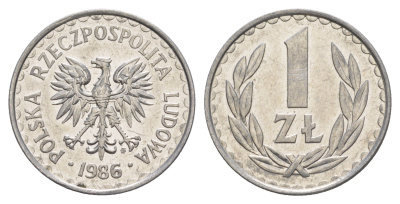 Польша 1 злотый 1986 Y 49.2 алюминий UNC 4646-1031