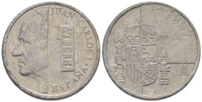 ИСПАНИЯ 1 ПЕСЕТА 1997 ХУАН КАРЛОС I ( 1975-) KM 832 алюминий 4181-1057