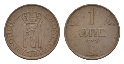 Норвегия 1 эре 1930 Хокон VII (1905-1957) KM 367 бронза 4632-1045