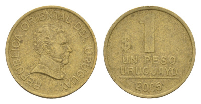 Уругвай 1 песо 2005 KM 103.2 алюминиевая бронза 4613-457