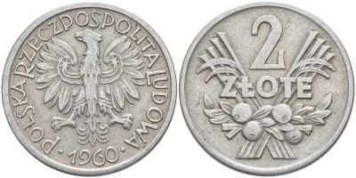 Польша 2 злотых 1960 MW KM 46, Parchimowicz 216c алюминий 4519-124