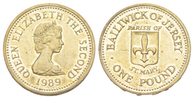 Джерси 1 фунт 1989 Приходы Джерси - Сент-Мэри, тираж 10.000 экземпляров KM 75 никель латунь BU 1530-1011