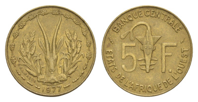 Западная Африка (BCEAO) 5 франков 1977 KM 2a медь алюминий никель 4655-811