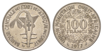 Западная Африка (BCEAO) 100 франков 1977 KM 4 никель aUNC 4656-922