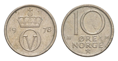 Норвегия 10 эре 1978 Улаф V (1957-1991) KM 416 медно-никель 4632-1163