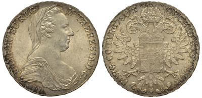 Австрия 1 талер 1780 SF, Мария Терезия, официальный рестрайк KM Т1 серебро 443-1424