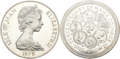 Остров Мэн 1 крона 1979 300 лет чеканке монет на острове Мэн KM 45a серебро PROOF 11-036-41