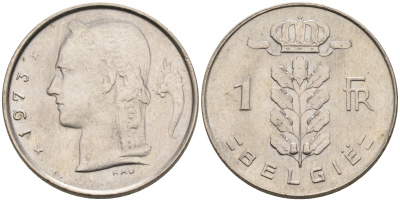 БЕЛЬГИЯ 1 ФРАНК 1973 BELGIE KM 143.1 медно-никель 92-347