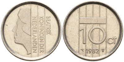Нидерланды 10 центов 1982 Беатрикс (1980-2013) KM 203 никель  4602-542