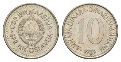 Югославия 10 динаров 1983 KM 89 медно-никель 4577-431
