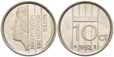 Нидерланды 10 центов 1982 Беатрикс (1980-2013) KM 203 бронза 3457-1233