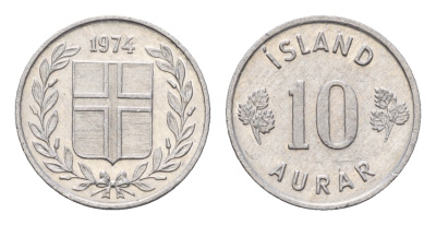 Исландия 10 эйре 1974 KM 10а алюминий UNC M83-09
