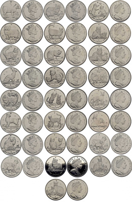 ОСТРОВ МЭН КОЛЛЕКЦИЯ ИЗ 25 МОНЕТ ПО 1 КРОНЕ 1988-2014 КОШКИ МЭНА (НЕТ 1990 И 2008) медно-никель UNC M95-02