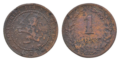 Нидерланды 1 цент 1878 Виллем III (1849-1890) KM 107 бронза 53-549