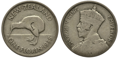 Новая Зеландия 1 флорин 1935 Георг V (1910-1936), Киви KM 4 серебро 272-1422