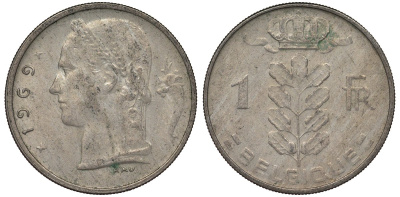 Бельгия 1 франк 1969 BELGIQUE KM 142 медно-никель 4128-923