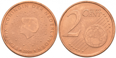 НИДЕРЛАНДЫ 2 ЕВРОЦЕНТА 2004 KM 235 сталь плакированная медью UNC 187-116