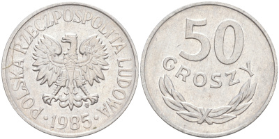 ПОЛЬША 50 ГРОШЕЙ 1985 MW KM 48.1 алюминий 106-521