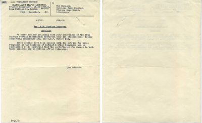 Великобритания письмо из Английского банка Barclays 1957 8805-11-1