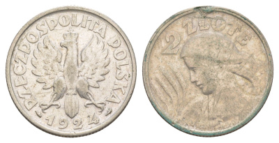 Польша 2 злотых 1924 Y 16 серебро 1527-323