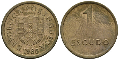 Португалия 1 эскудо 1985 KM 614 никель латунь 4147-618