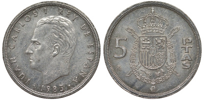 Испания 5 песет 1983 Хуан Карлос I (1975-2014) KM 823 медно-никель 4128-1022