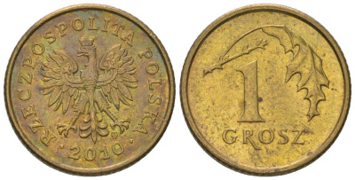 Польша 1 грош 2010 MW Y 276 марганец латунь aUNC 4617-1164