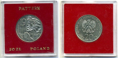 Польша 20 злотых 1980 1905-Лодзь, проба, probe, pattern, в оригинальной пластиковой коробке, не магнитная, тираж 10000 экз. KM Pr 383 медно-никель UNC 3-4-3-23