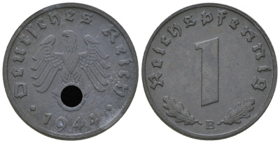 Германия 1 рейхспфенниг 1944 B KM 97, J. 369 цинк    4668-1158