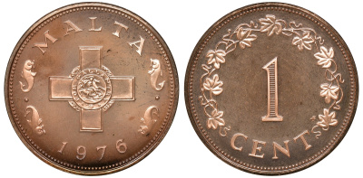 Мальта набор из 9 монет 1976 в оригинальной коробке с сертификатом KM PS2 PROOF 7-7-15