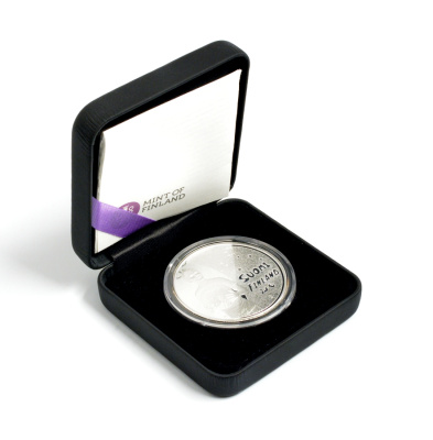 Финляндия 20 евро 2010 в оригинальной коробке, с сертификатом, цветная эмаль, луна, земля KM 153 серебро PROOF 4-3-3-30