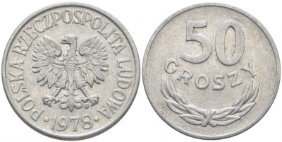 ПОЛЬША 50 ГРОШЕЙ 1978 MW KM 48.1 алюминий 4448-217