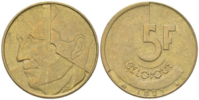 Бельгия 5 франков 1993 Belgique, Бодуэн I (1951-1993) KM 163 никель бронза 4616-1144