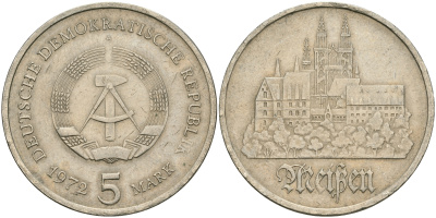 ГДР 5 марок 1972 А, Мейсенский собор KM 37, J. 1543 медно-никель 08-845